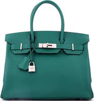 Pre-Owned Hermes Birkin Handbag Green Epsom with Palladium Hardware 30