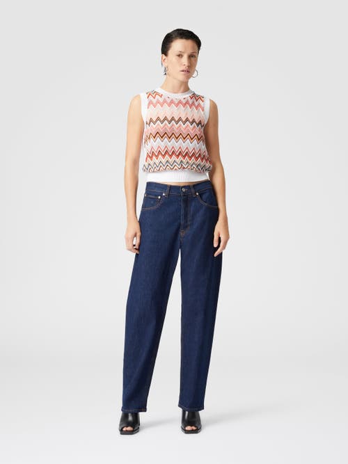 Missoni Viscose-blend Crewneck Vest With Chevron Insert In Multicoloured