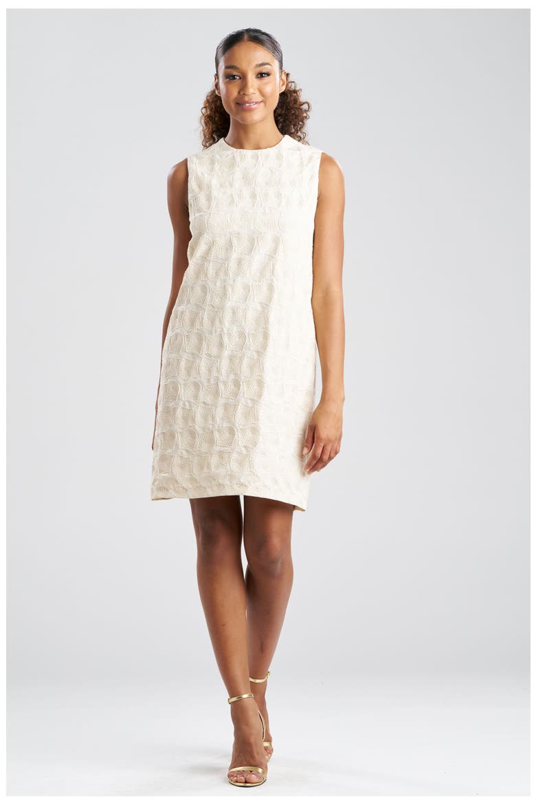 Spiral Embroidery Sleeveless Shift Dress, Main, color, NATURAL