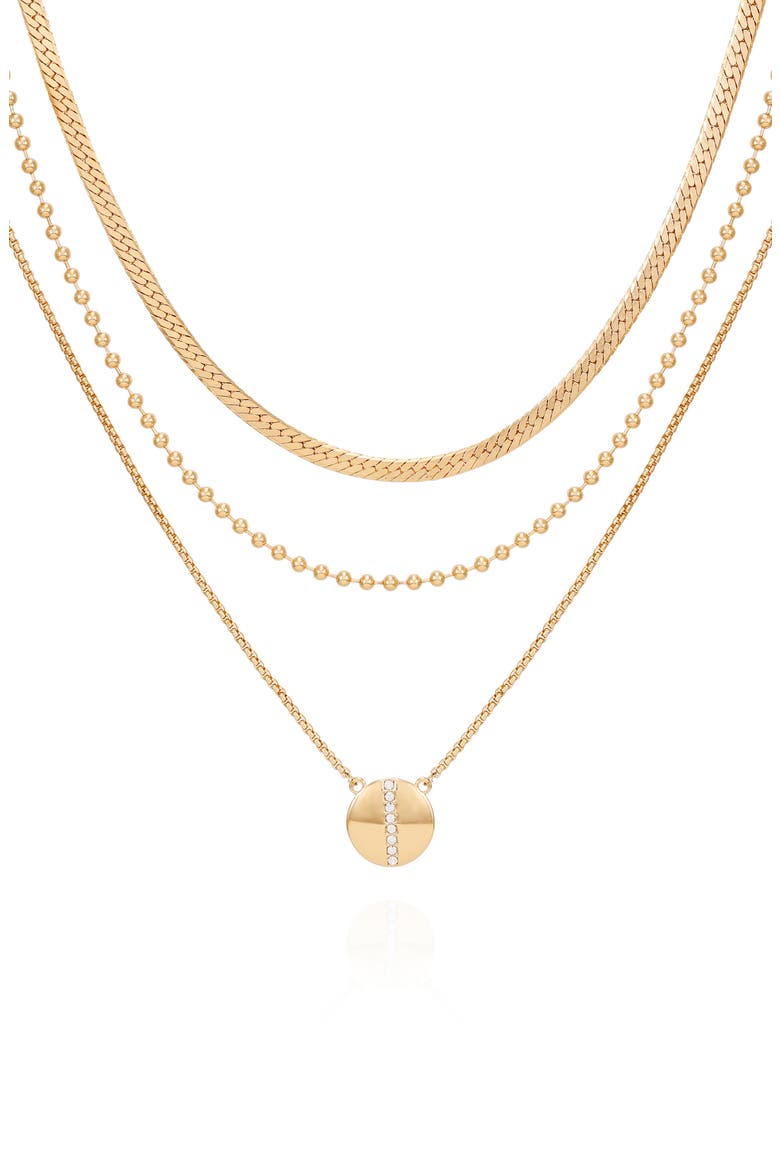 Disc Pendant Layered Necklace, Main, color, GOLDTONE