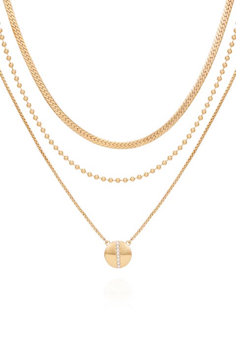 Disc Pendant Layered Necklace