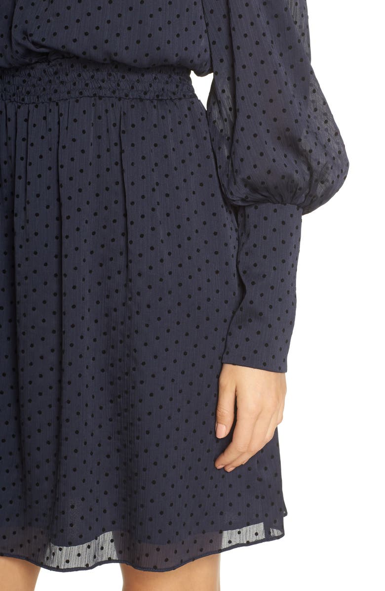 Julia Jordan Tie Neck Dot Chiffon Dress, Alternate, color, 