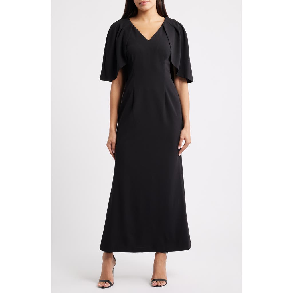 Connected Apparel Cape Sleeve Gown in Black  product