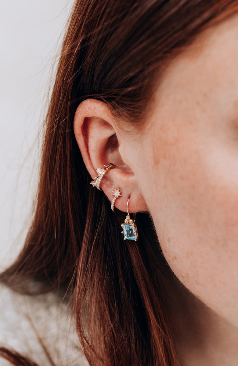 Anzie Cléo Carré Blue Topaz Drop Earrings, Alternate, color, Blue