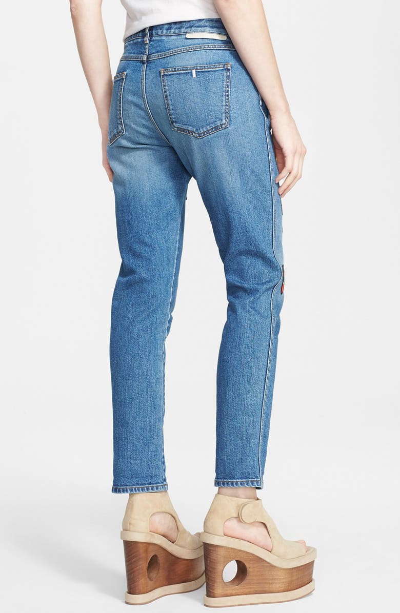 Stella McCartney Superhero Patchwork Skinny Boyfriend Jeans, Alternate, color, 