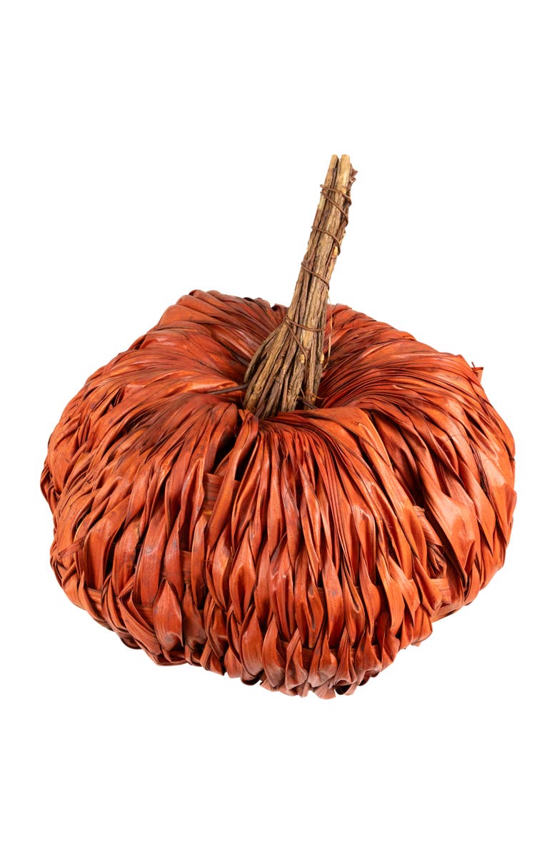 Northlight Woven Rattan Fall Harvest Pumpkin Decoration - 8.5", Alternate, color, Orange
