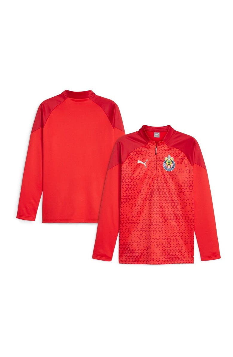 PUMA Men's Puma  Red Chivas 2023/24 Quarter-Zip Fleece Top, Main, color, 