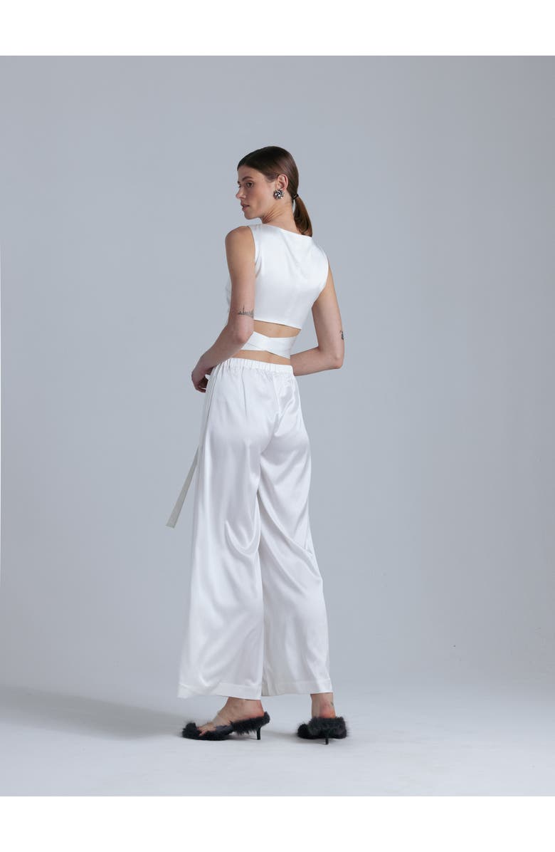 Alas Silk V-Neck Top, Alternate, color, Milk White