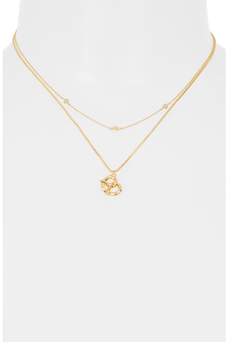 Layered Pretzel Pendant Necklace, Alternate, color, CLEAR- GOLD