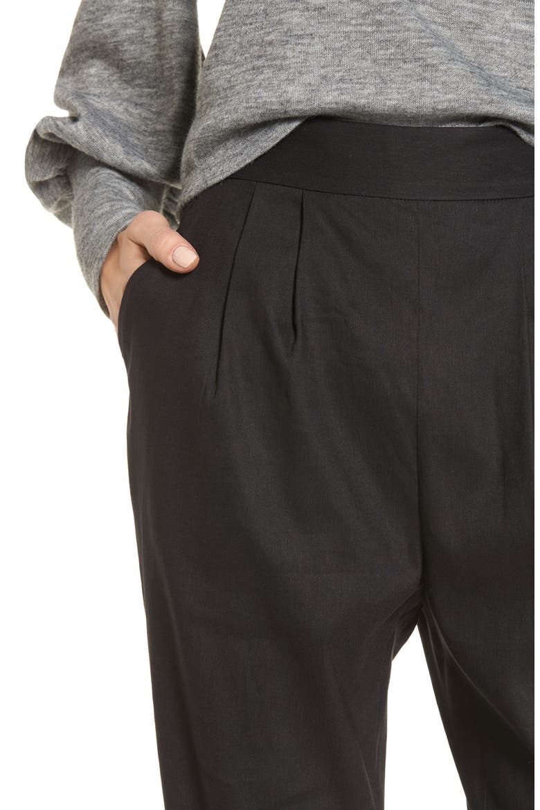 Pleat Front Crop Pants, Alternate, color, BLACK