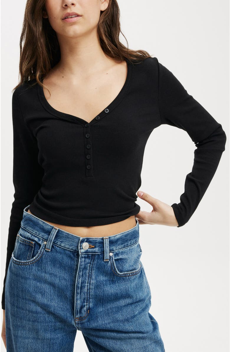 Cotton On Kelsey V Front Henley Long Sleeve, Main, color, 