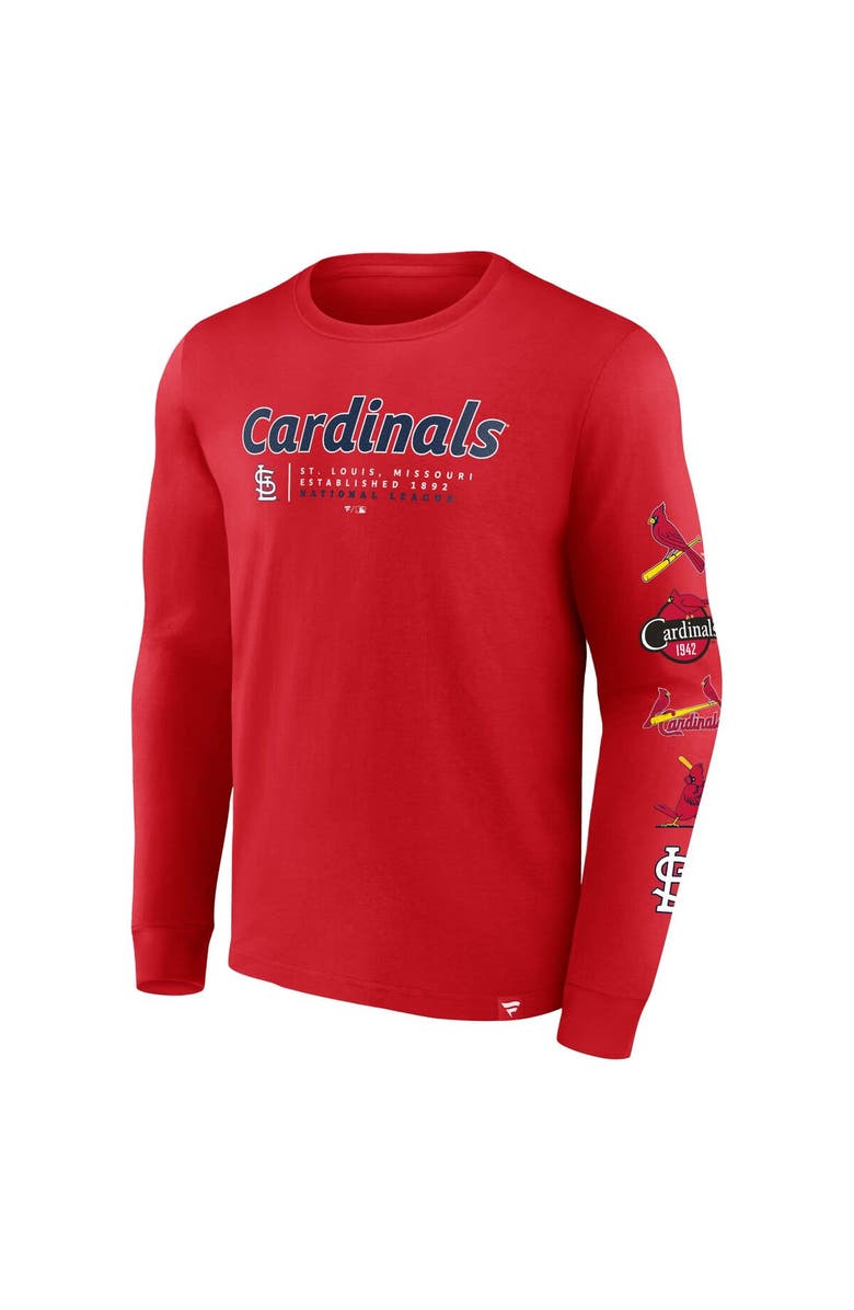 FANATICS Men's Fanatics Branded Red St. Louis Cardinals Strike the Goal Long Sleeve T-Shirt, Alternate, color, Red