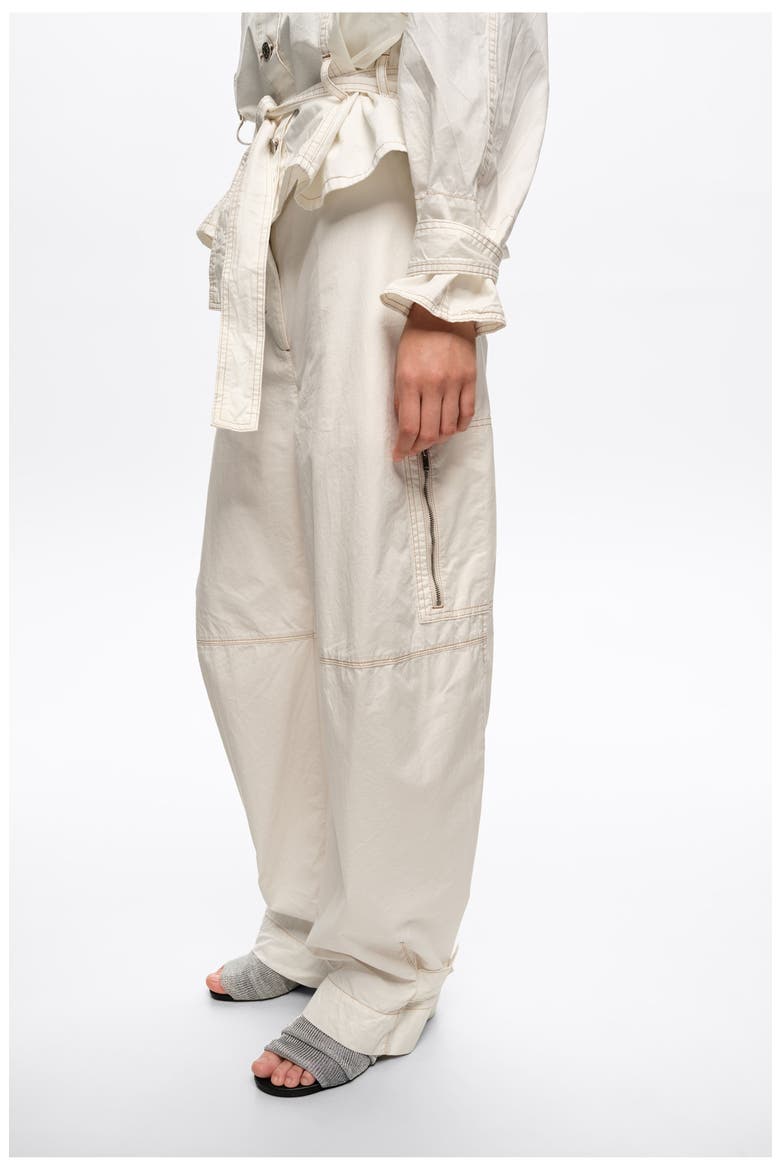 Adjustable Curved-Leg Trousers, Alternate, color, OFF WHITE