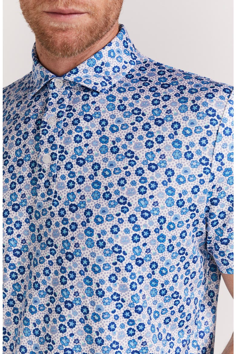 Beech Floral Performance Polo, Alternate, color, MAZARINE BLUE