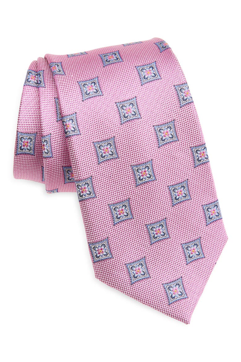 Check Jacquard Silk Tie, Main, color, PINK