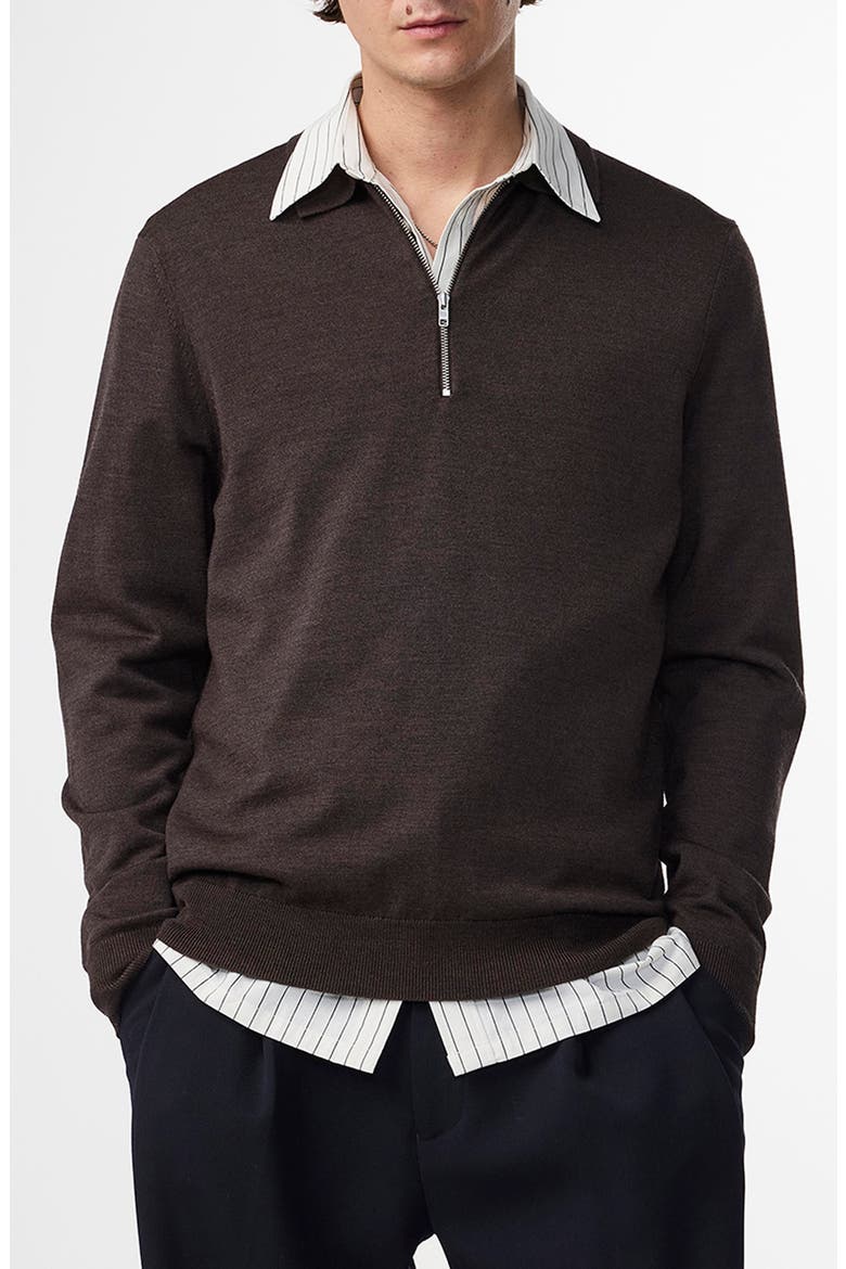 Quarter Zip Wool Polo Sweater, Main, color, DEMITASSE