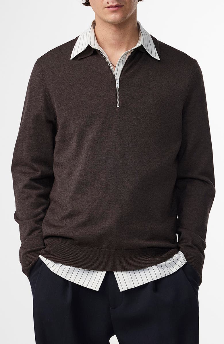 NN07 Quarter Zip Wool Polo Sweater, Main, color, Demitasse