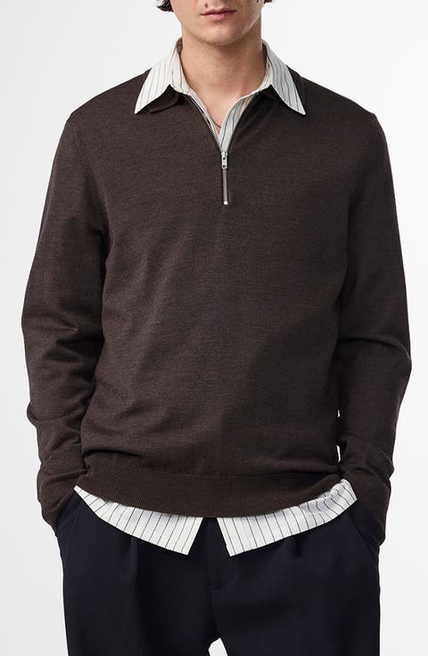 Quarter Zip Wool Polo Sweater