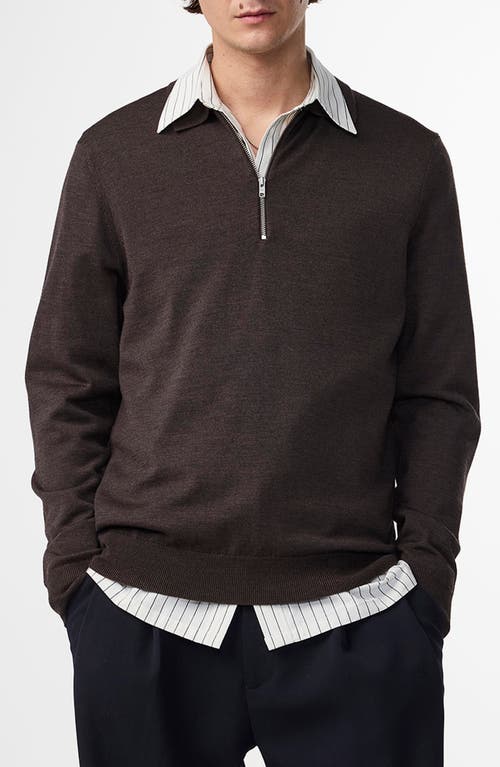 Nn07 Quarter Zip Wool Polo Sweater In Brown