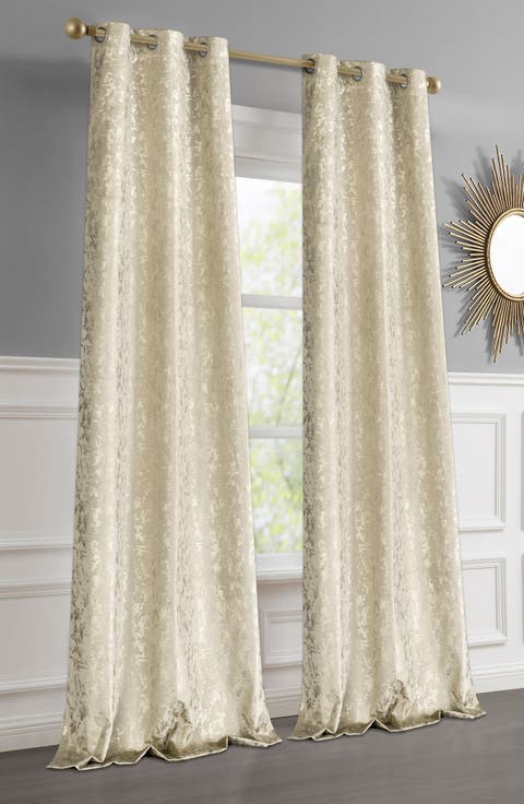 Set of 2 Jacquard Room Darkening Curtains