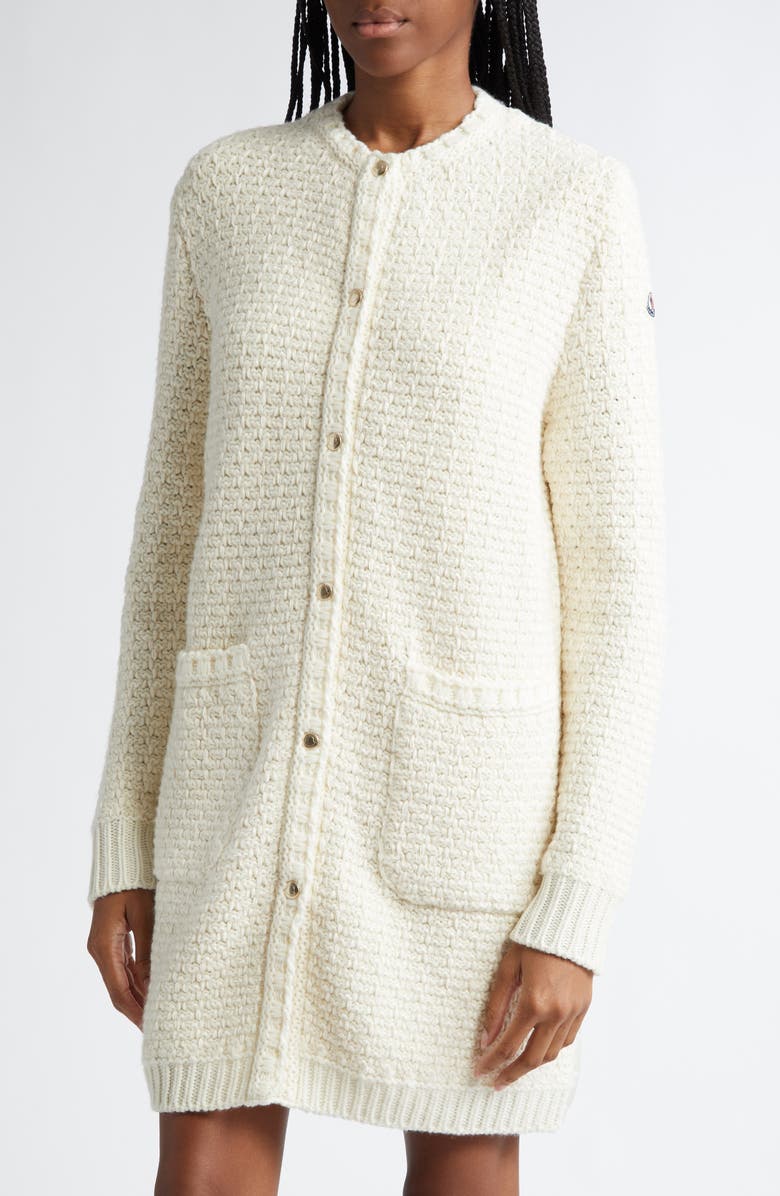 Moncler Mixed Media Down Cardigan, Alternate, color,