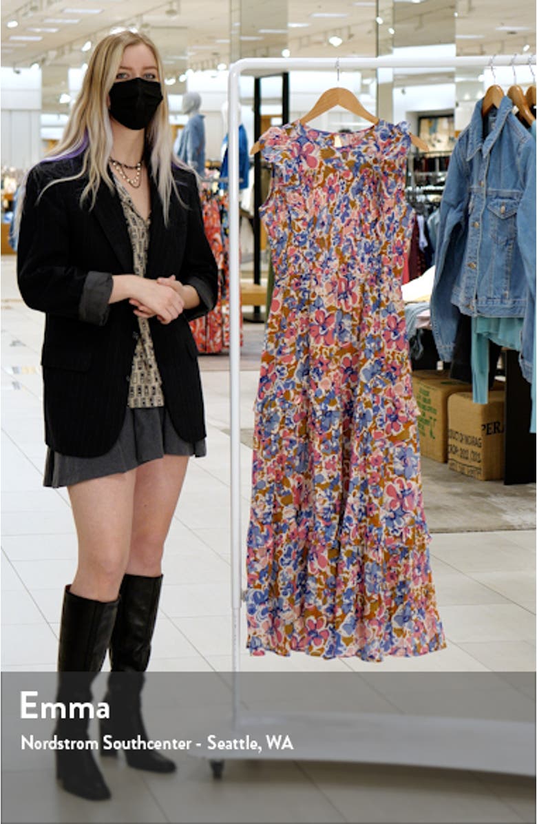 Iris Floral Tiered Organic Cotton Dress, sales video thumbnail