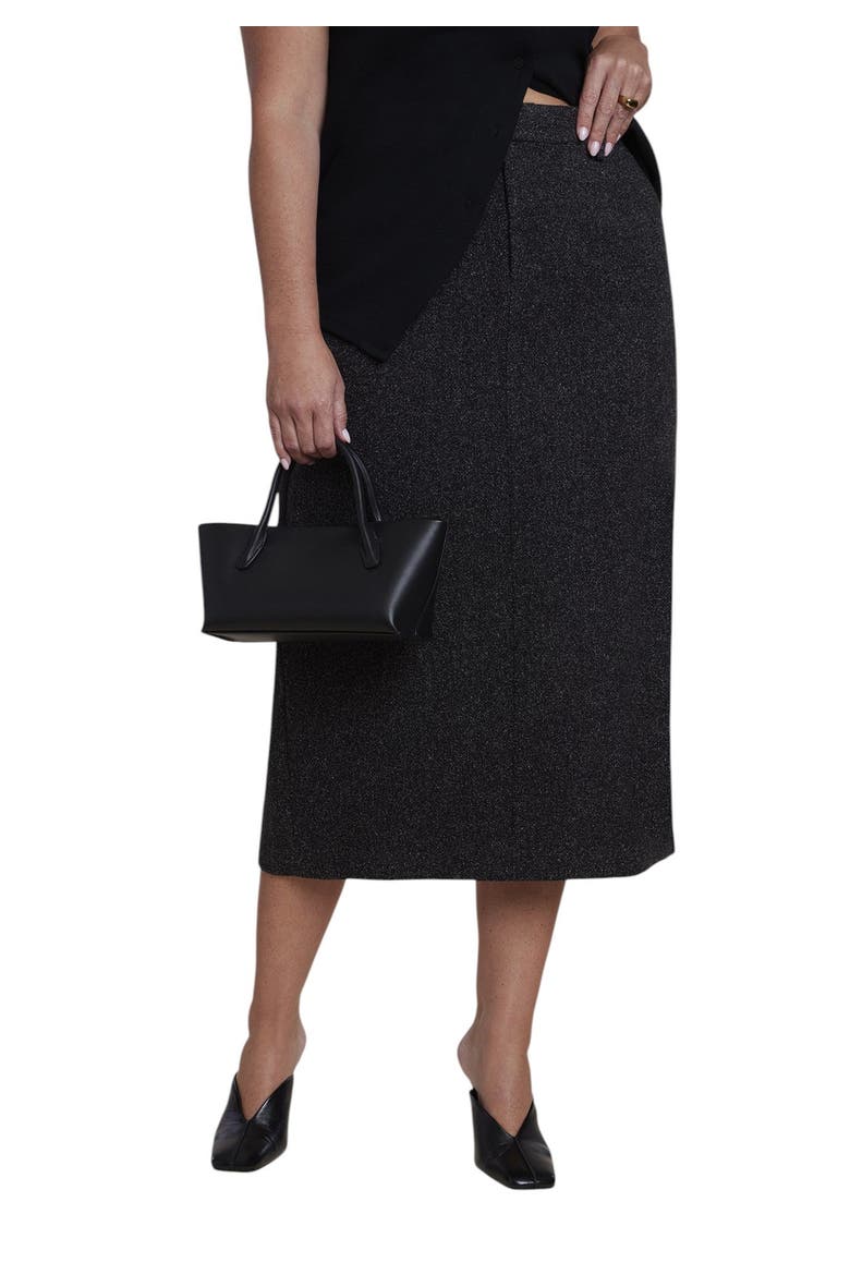 Tailored Midi Skirt (plus), Main, color, BLACK MARL