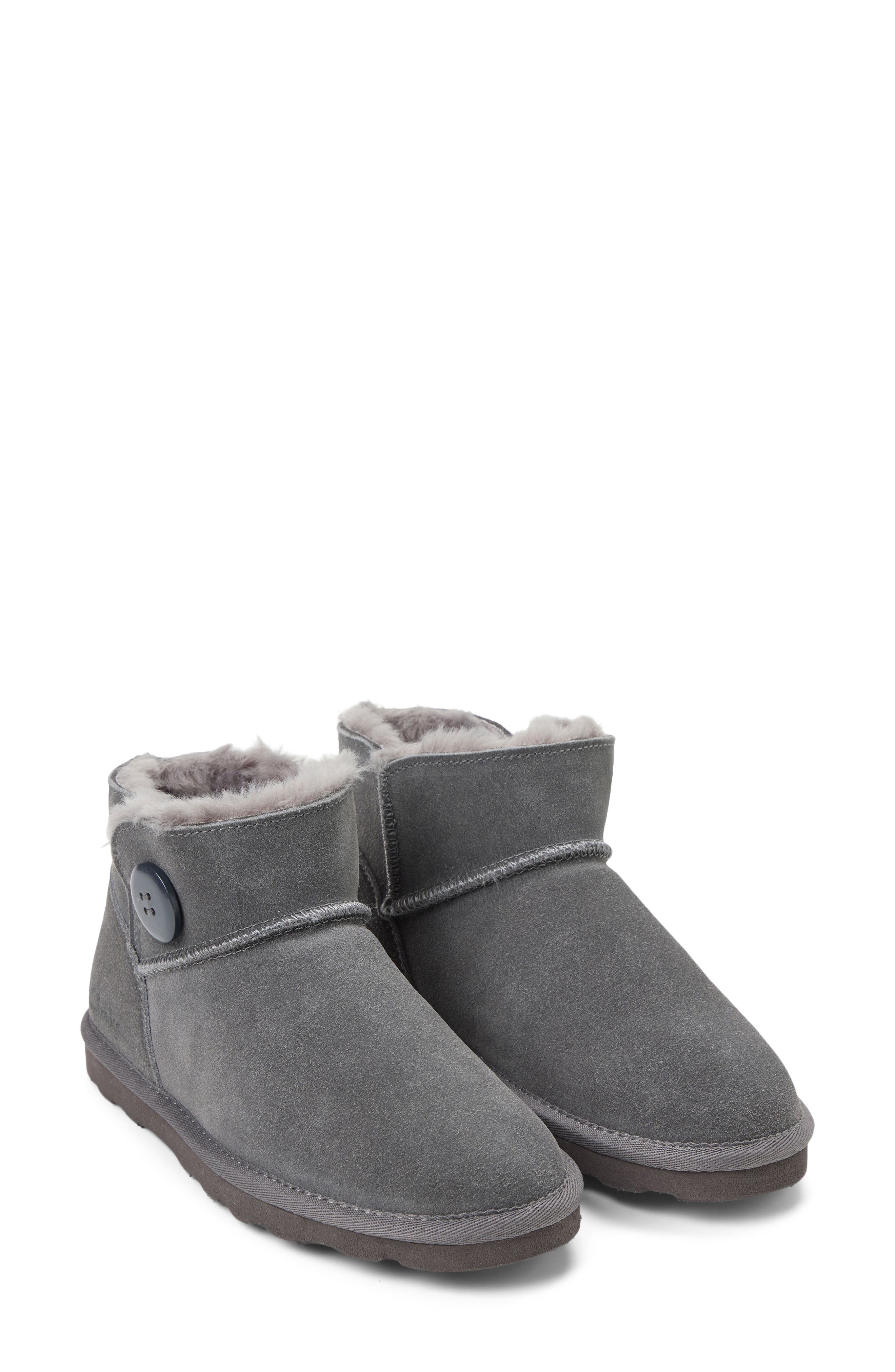 Suede Faux Shearling Bootie, Alternate, color, SHARKSKIN GREY