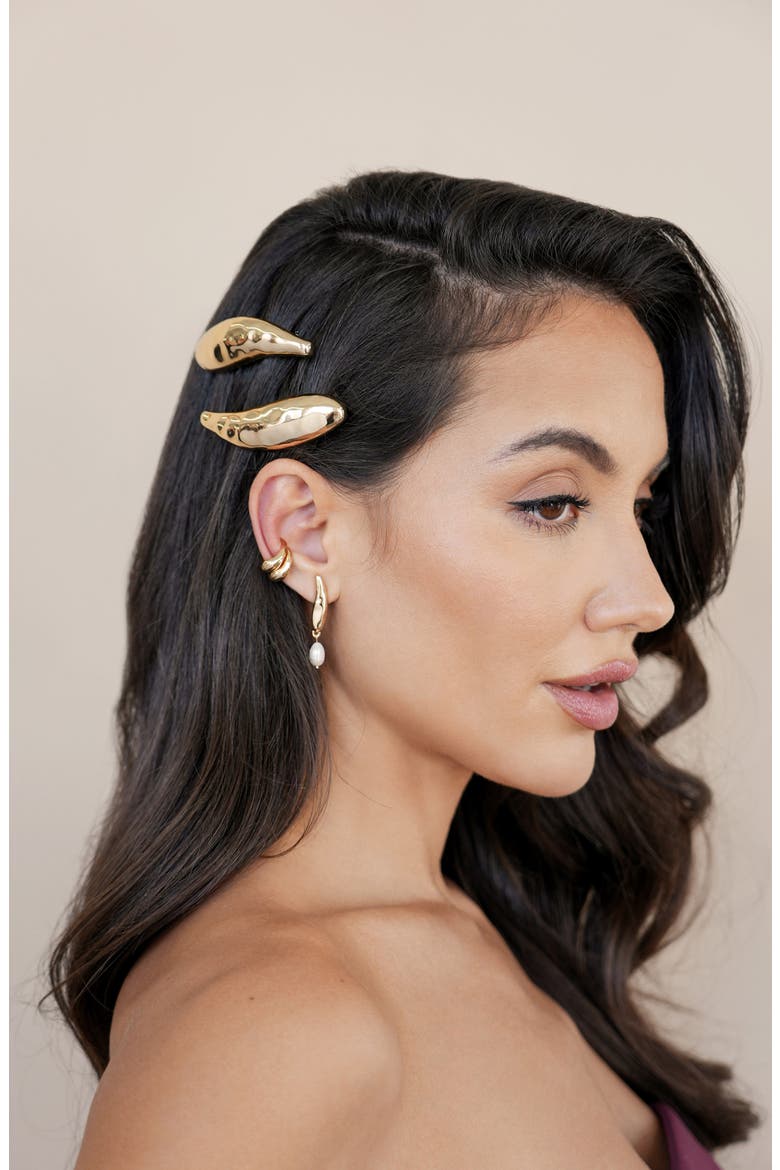 Sophisticated Metal 2-Pack Barrettes, Alternate, color, GOLD