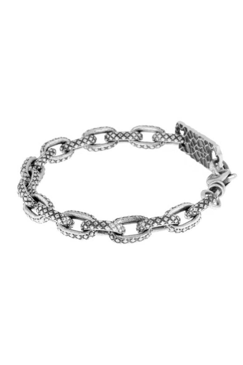 Oval Link Bracelet with Crosshatch Texture, Alternate, color, Silver