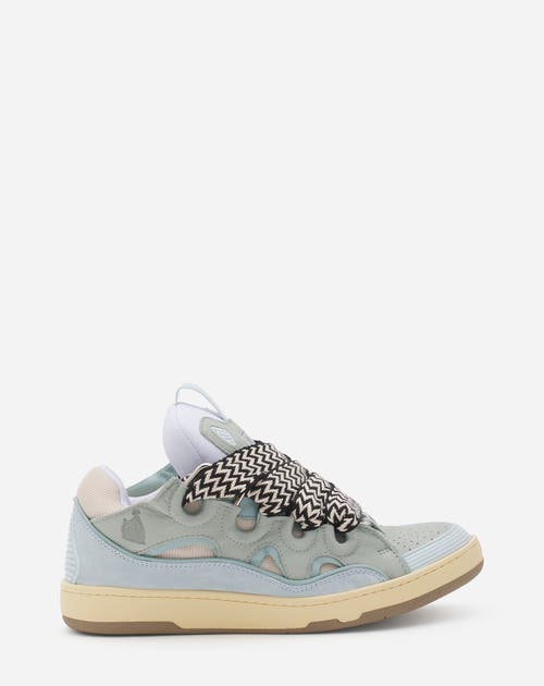 Lanvin Leather Sneakers With Textured Design In Green