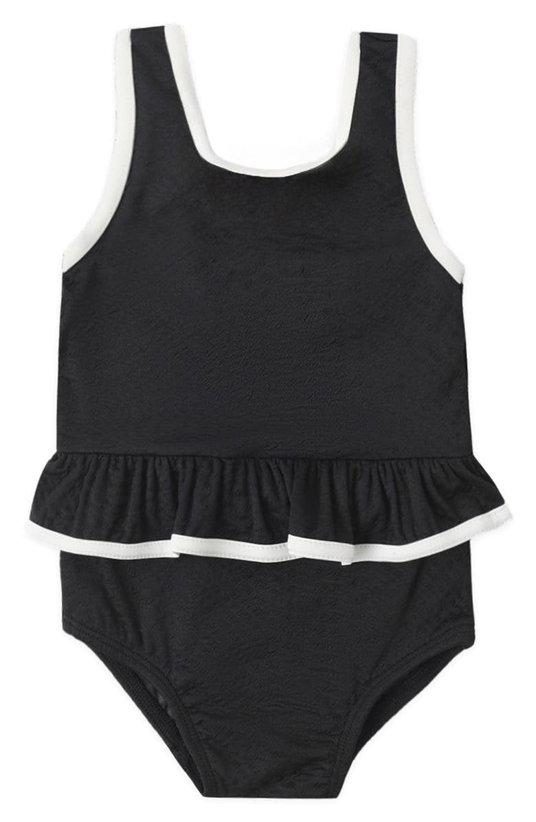 Rylee + Cru Skirted One-Piece Swimsuit, Alternate, color, Black