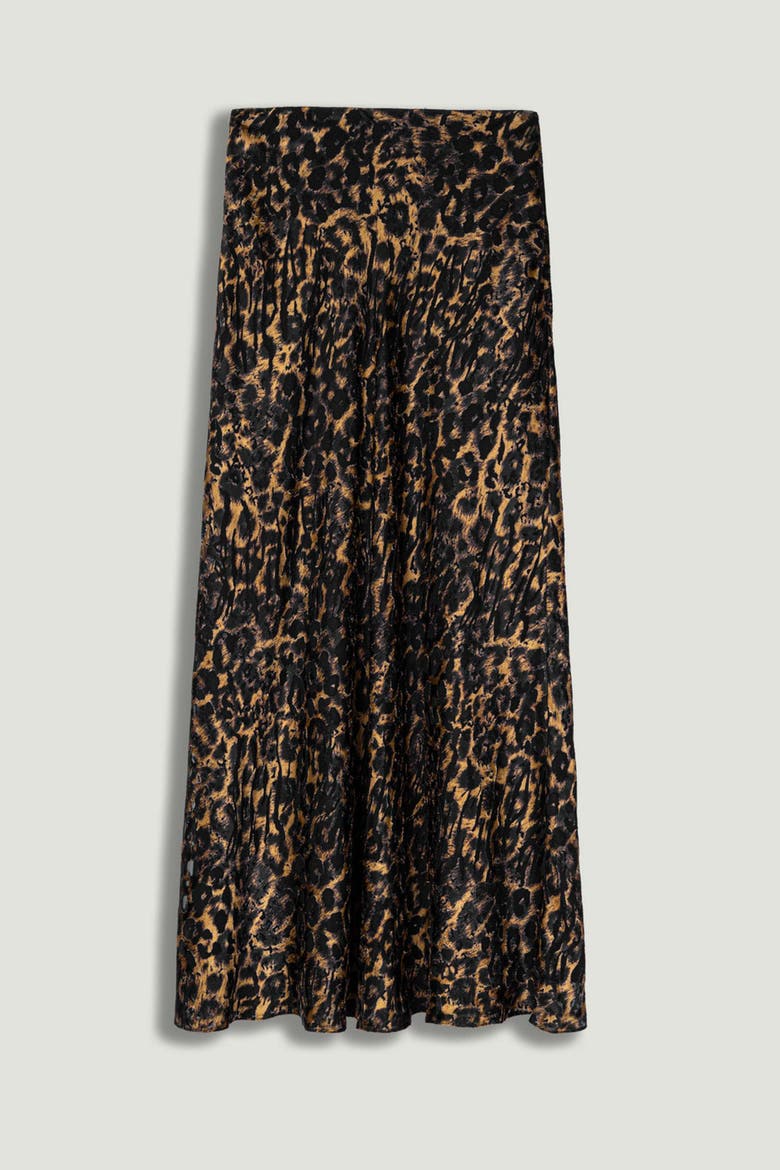 Printed Leopard Midi Skirt, Alternate, color, Multi-Colored