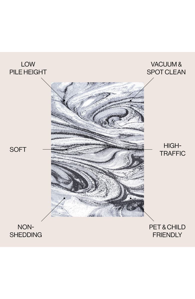 JONATHAN Y Viscon Abstract Marble Contemporary Area Rug, Alternate, color, Light Gray/Black