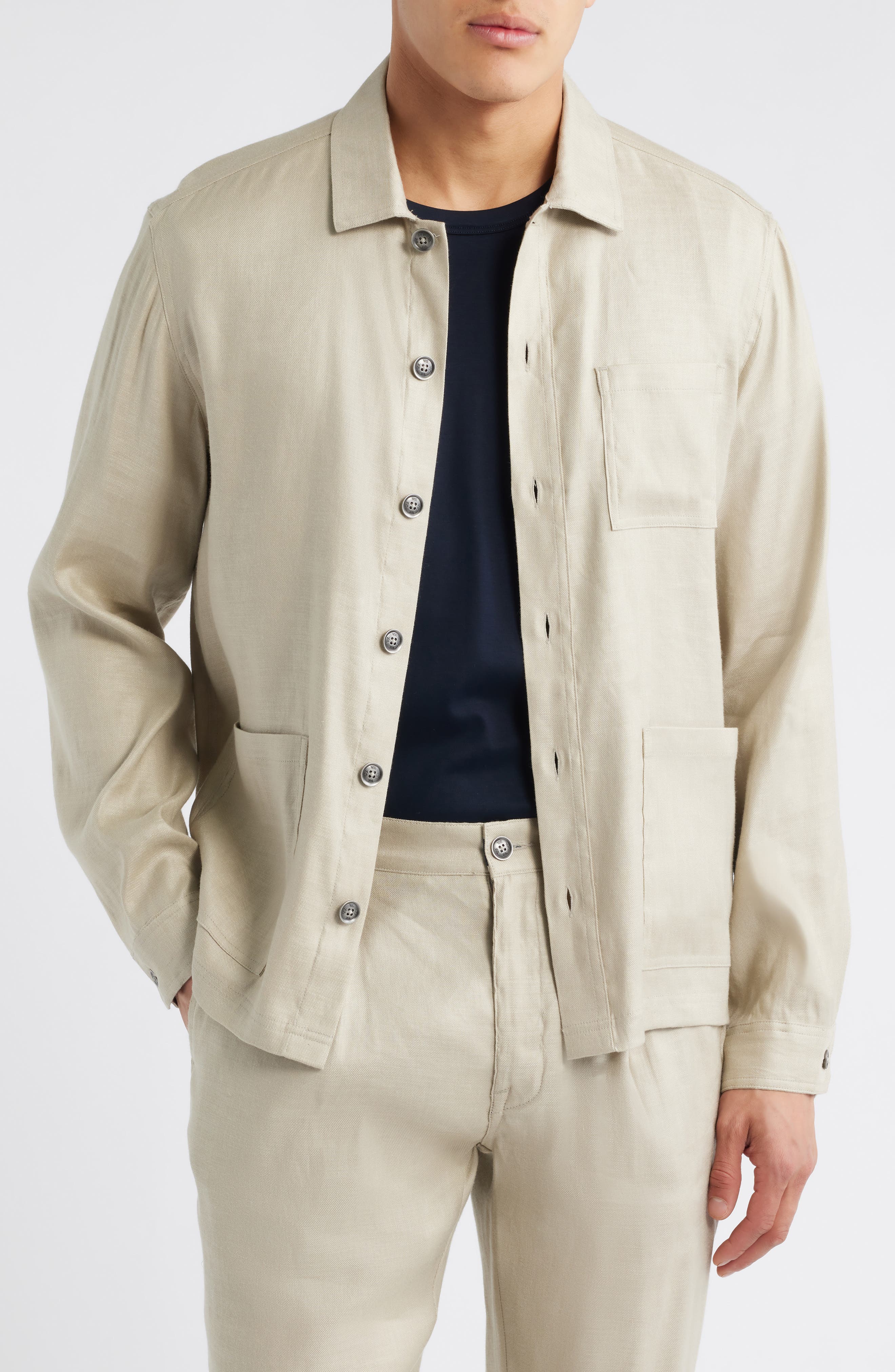 Linen Blend Shirt Jacket