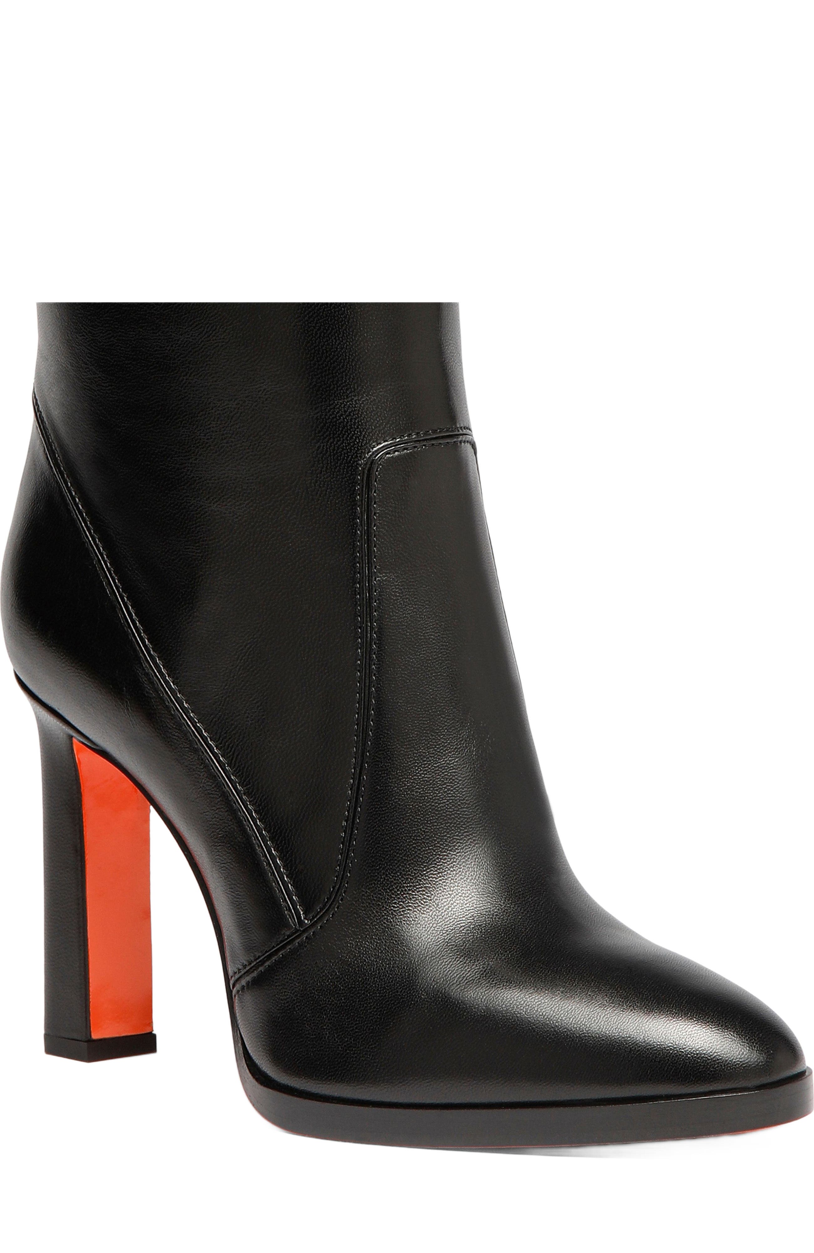 Santoni Women's leather high-heel boot, Alternate, color, Black