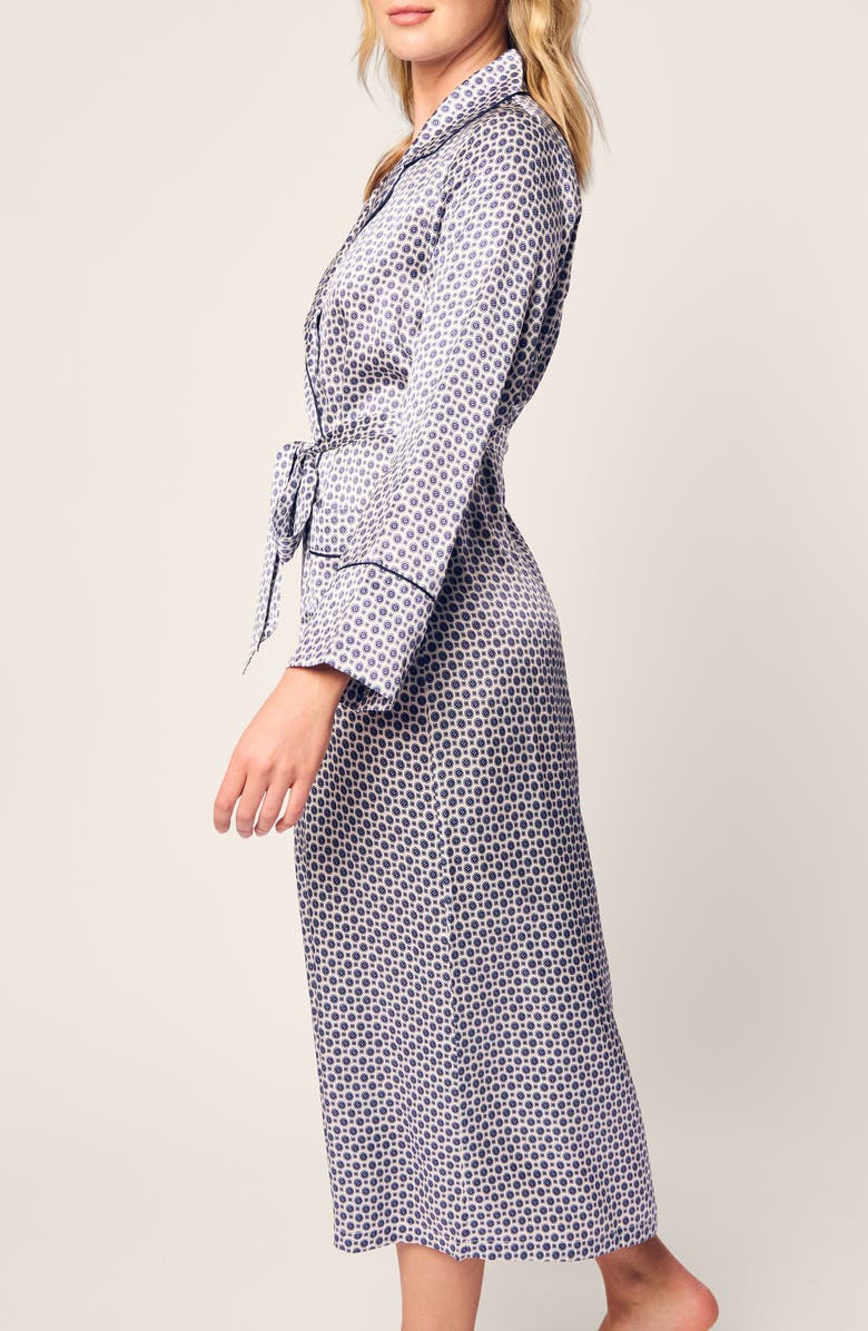 Petite Plume Navy Foulard Silk Robe, Alternate, color, 