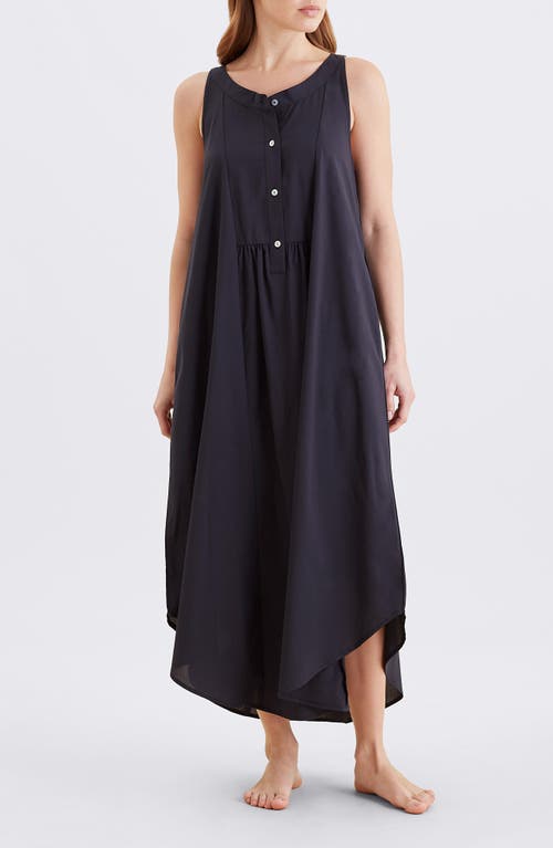 Papinelle Madison Button-up Maxi Nightgown In Black