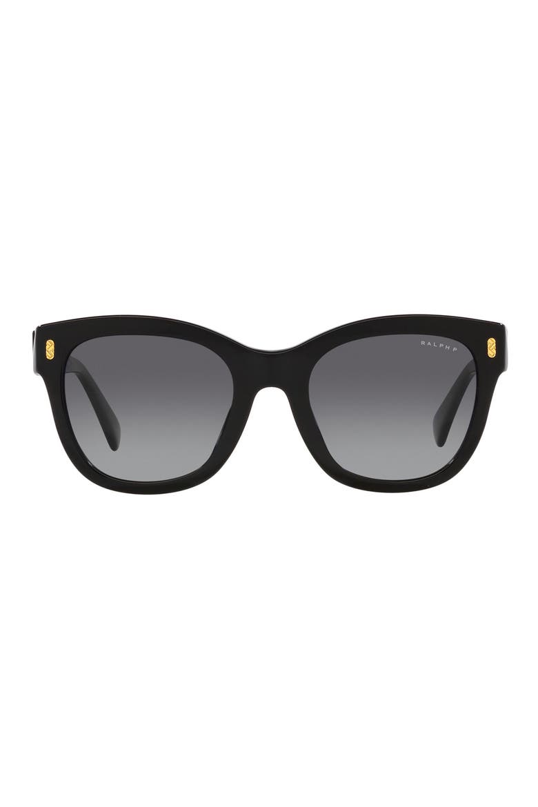 52mm Gradient Polarized Oval Sunglasses, Main, color, SHINY BLACK