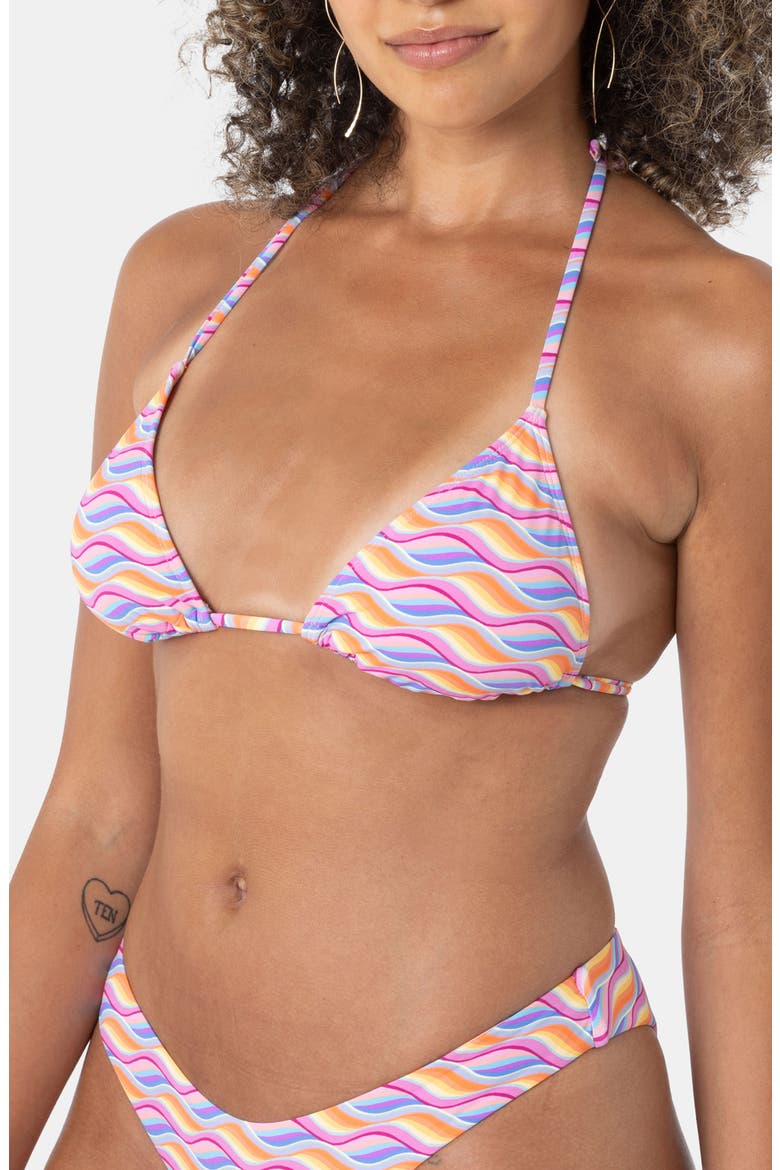 High Tide Tiki Triangle Bikini Top, Main, color, PINK COMBO