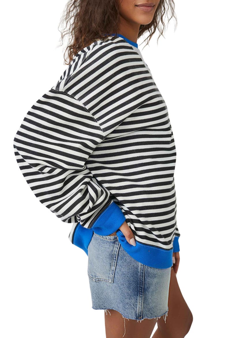 Oversize Stripe Sweatshirt, Alternate, color, BLACK COMBO