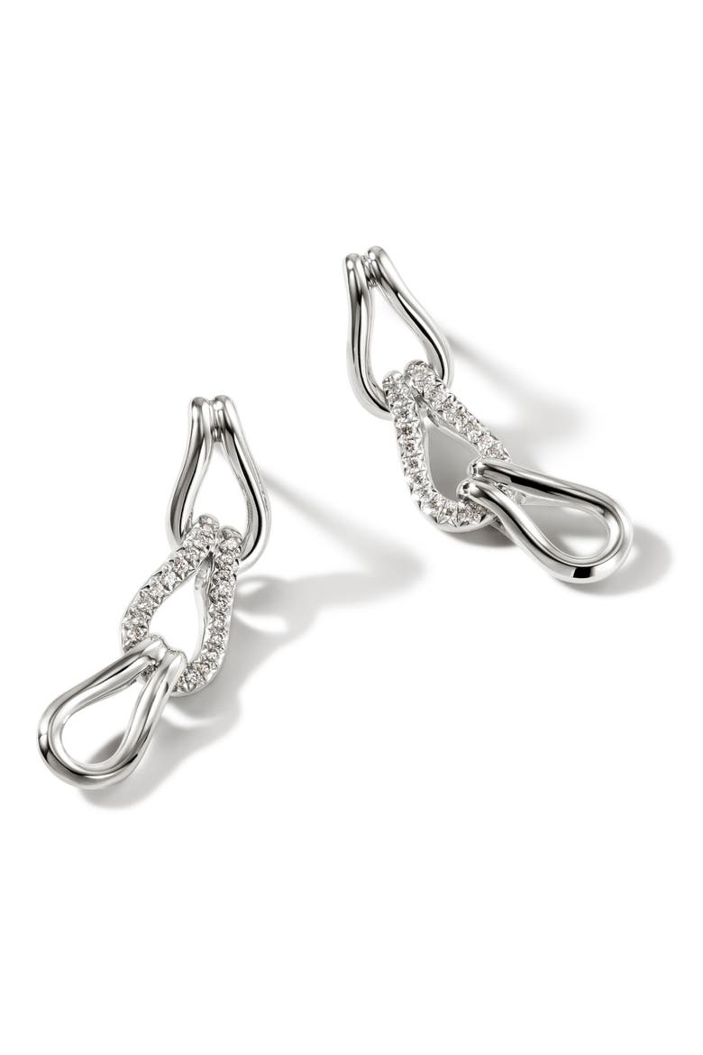 Surf Pavé Diamond Link Drop Earrings, Alternate, color, SILVER