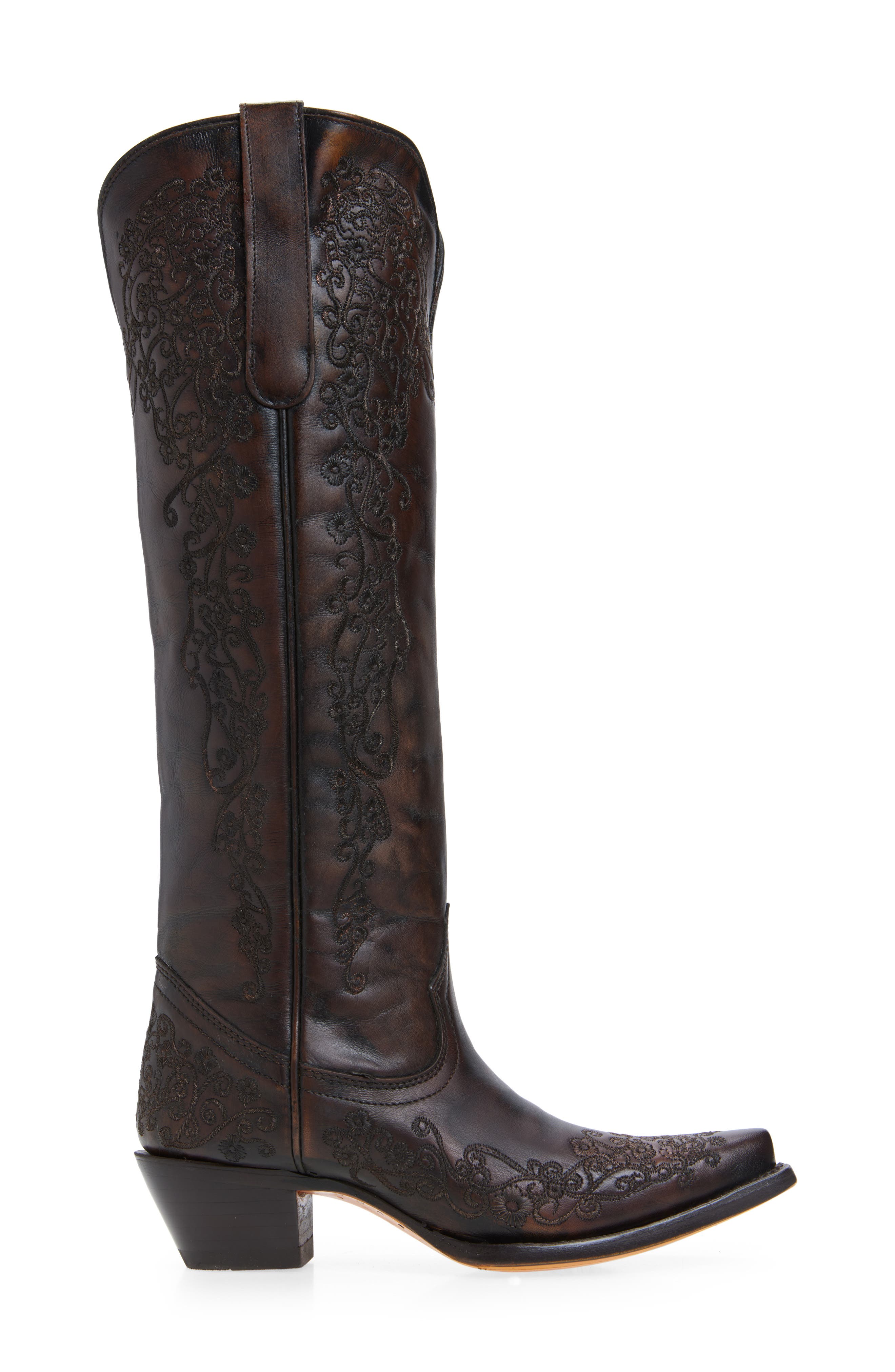 CORRAL Floral Embroidered Western Boot, Alternate, color, Black/ Honey