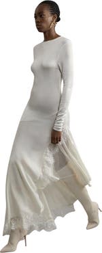 Karen Millen Slinky Lace Asymmetric Maxi Dress