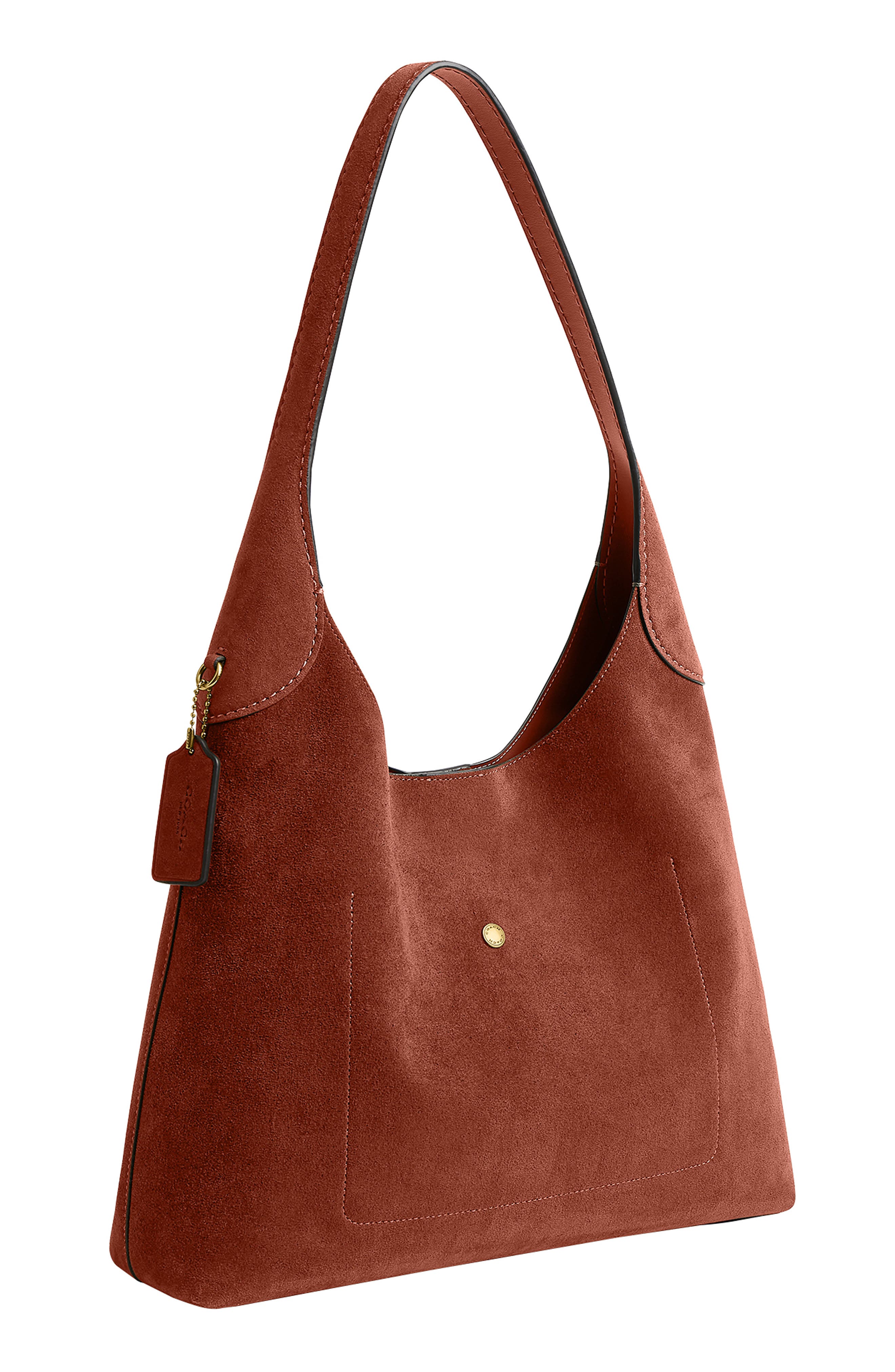Brooklyn 34 Suede Shoulder Bag, Alternate, color, CLAY