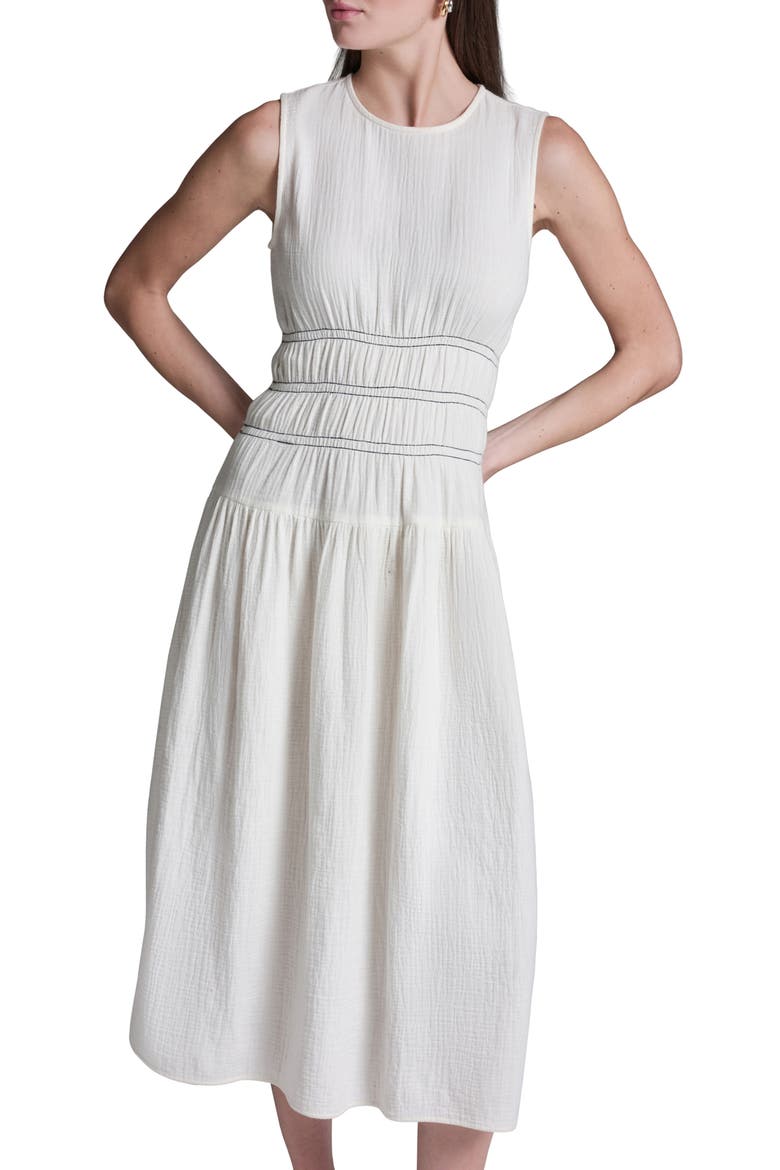 Cotton Double Gauze Midi Dress, Alternate, color, WHISP WHITE