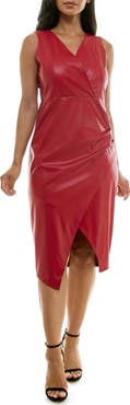 Nina Leonard Sleeveless Faux Leather Dress