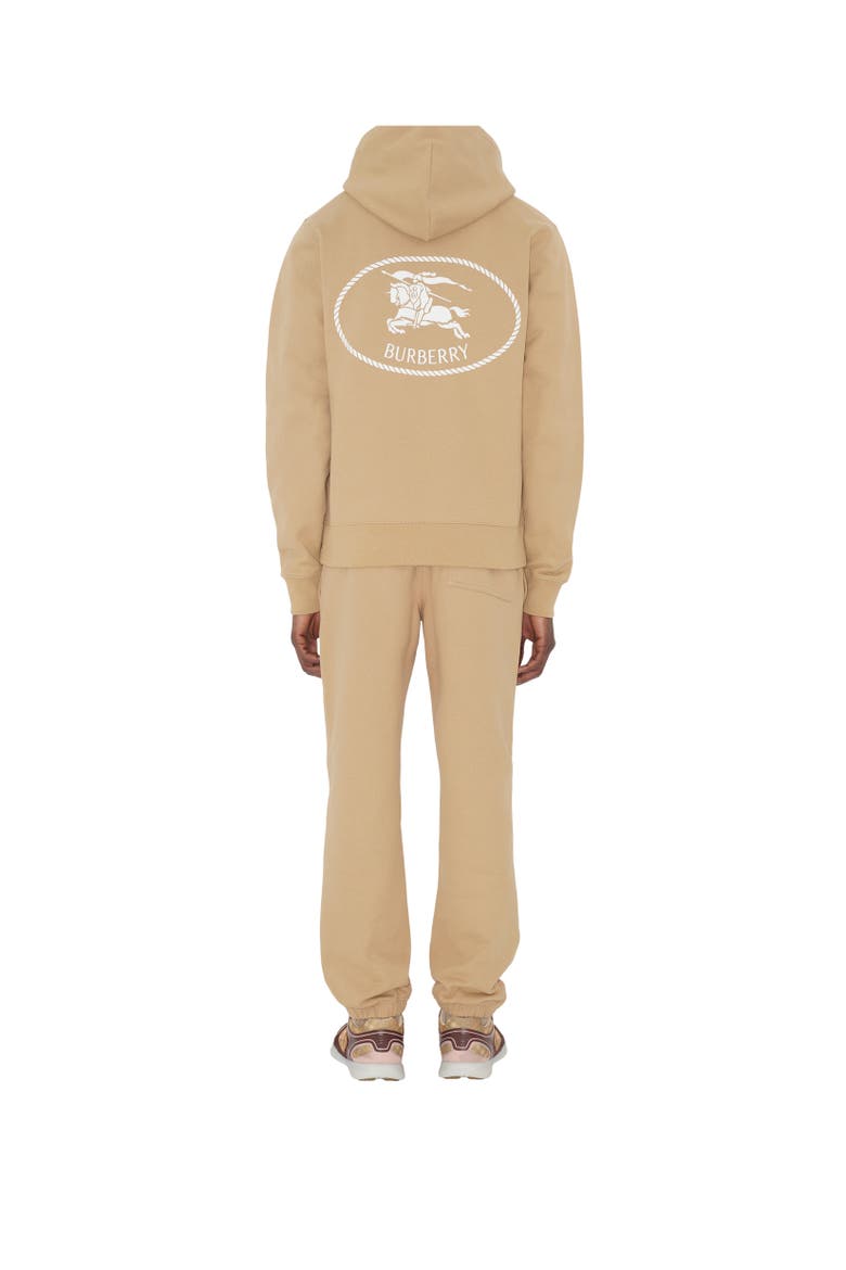 Knight Stamp Cotton Hoodie, Alternate, color, Flax beige