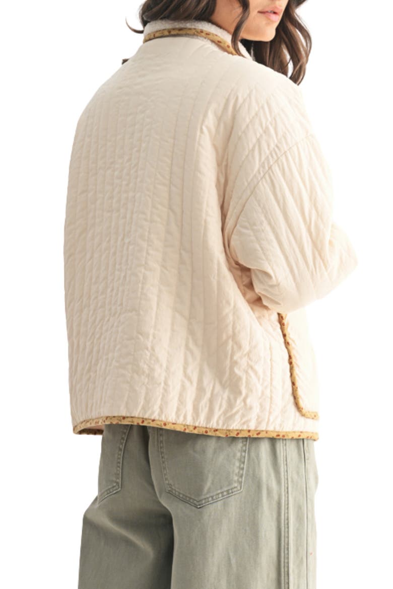 Floral Faux Shearling Jacket, Alternate, color, CREAM/ TAUPE