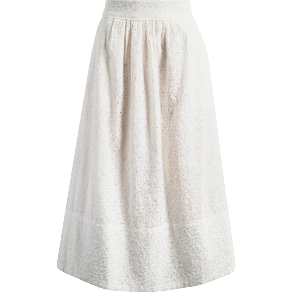Paige Womens White Ojai Embroidered Cotton-poplin Midi Skirt In White